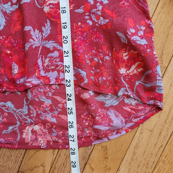 Lucky Brand Red Floral Peasant Top Fringe Tassels XS - Picture 14 of 15